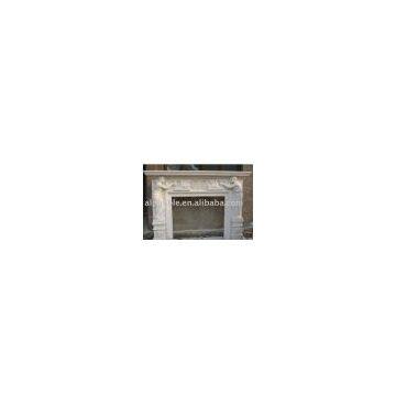 Hand carved white marble fireplace mantel