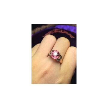 Neffly Jewelry Natural Tourmaline 18 k Gold Ring Set With Diamonds, Hot New Models. photo-3