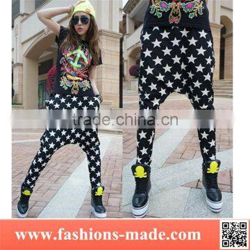 Girls Hot Black Star Crotch Pants
