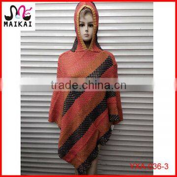 Elegant women winter hot fashion acrylic knit cape poncho