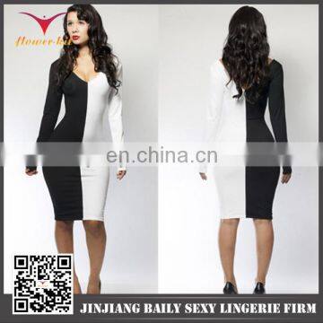 Made in China classic black and white bodycon dress