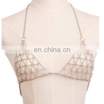 Sexy Hollow Geometric Triangle Bikini Bra Chain Vintage Beach Necklace Body Chain Jewelry