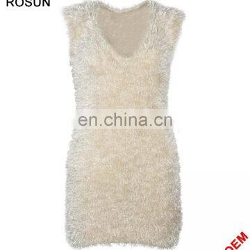 Lady Korea BlingBling V-neck Moihair Knit Dress without Sleeves