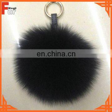 Dyed Single Color Fox Fur Pom Pom Keychain