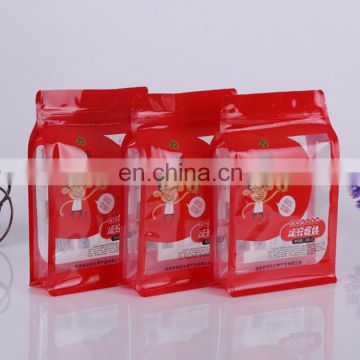 China manufacture cheap resealable plastic flat bottom bag for nuts/coffee packaging