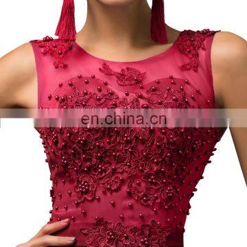 Grace Karin Long A-line Chiffon Sleeveless Women Formal Wine Red Prom Dress Abendkleider CL007555-5 photo-5