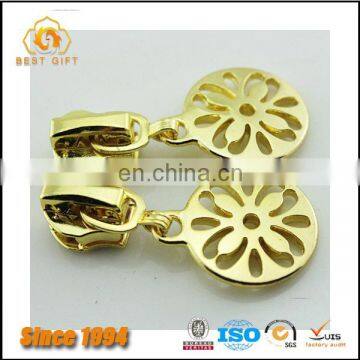 Guangdong Factory Wholesale Custom Garment Accessories Jacket Gold Metal Flower Zippers