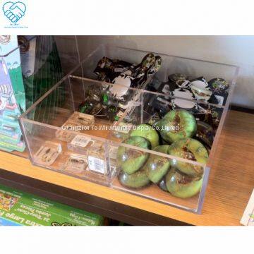To Win-high polished thick transparent acrylic towel napkin holder tray metal handle plexiglass serving tray for hotel and restaurant