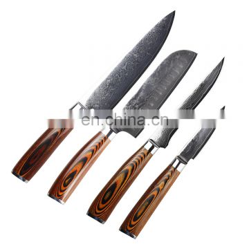 67 Layers VG-10 Damascus Blade Custom Damascus Kitchen Knives Set