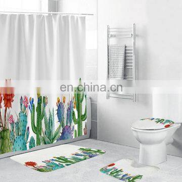 Decorative Flower Bath Shower Curtain Set, Fancy African American Women Bathroom Shower Curtain With Hooks photo-3