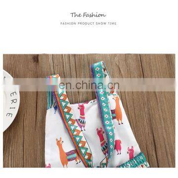 Cute Animal Pattern Gallus Romper Jumpsuit Factory Wholesale Price Boutique Girls Cotton Romper photo-3