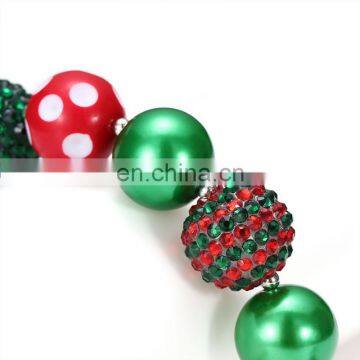 Christmas Girl Colorful Necklace Green Red Chunky Bubblegum Beads Necklace New Year Gift photo-4