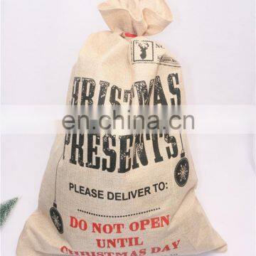 2020 New Christmas Linen Gift Bag Santa Claus Drawstring Canvas Santa Sack Christmas Stockings & Gift Holders Accessories photo-2