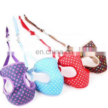 Wholesale thick and breathable new sandwich color double dots pet pull dog vest harness set