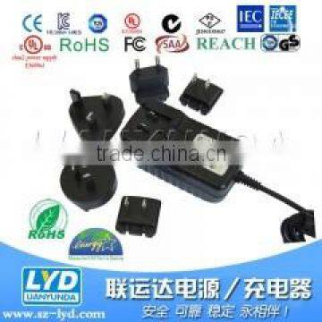 China power supply 12v 3a interchangeable plug power adapter