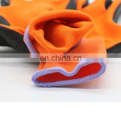 10g Orange Latex Glove Black Wrinkle Palmwork Gloves Latex Coating for Construction Worker photo-4