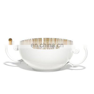 Luxury Gold Line White Porcelain Tableset Dinner Plate Tea Coffee Mug Ceramic Dinnerware Sets photo-4