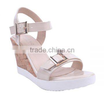 2016 Hot Sale Summer Cream Color Beautiful New Design Girl Sandals With Double Buckles photo-2