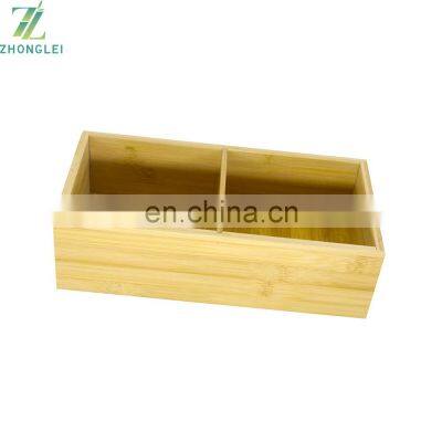 Simple Natural Bamboo Drawer Organizer Storage Box Bathroom Living Room Kitchen Factory