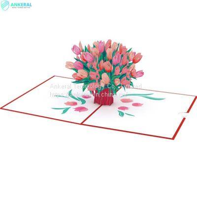 Valentine’s Day Love Tulips 3D Pop-up Card Perfect Showing Love Pop-up Card for Boyfriend