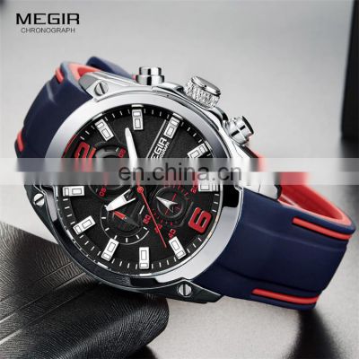 MEGIR 2063 Fashion High Quality Rubber Wrist Watches Hand Watch Drop Shipping Online Sports Mens Watches