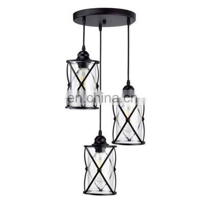 Industrial Metal Black Cage Flush Mount Ceiling Lamp Light Fixture LED Pendant Light