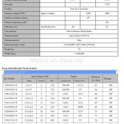 1W, 2W 4-24VDC Fixed Input, Regulated Single Separate Output DC DC Converter IC photo-3