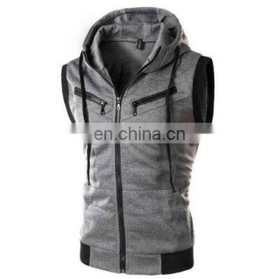 2022 OEM Custom Print Cotton Casual Men Pocket Sleeveless Hoodie photo-5