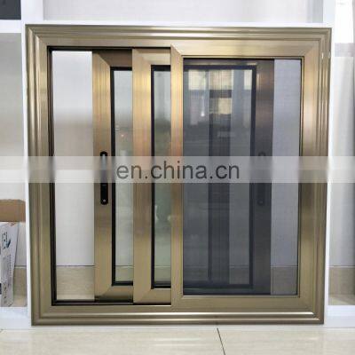 Commercial Aluminum Window Frames Champagne Color Double Glazed Aluminum Sliding Window