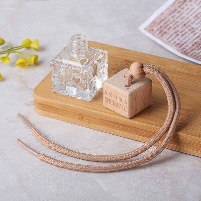 Wholesale 10ml Water Cube Shape Empty Refillable Glass Car Hanging Perfume Bottle photo-4