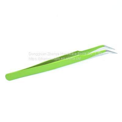 Children's Stainless Steel Small Tweezers Special Clip for Ledger Sticker Pointed Pinch Elbow Straight Niezi Pointed Hand Diy Material Grass GreenStraight Head photo-4