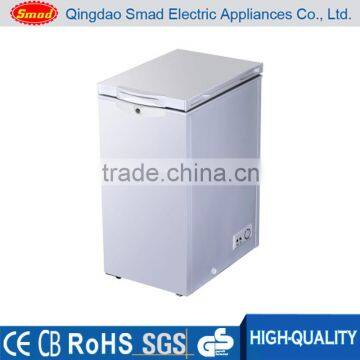 Portable top open solid door deep chest chiller freezer with wheels