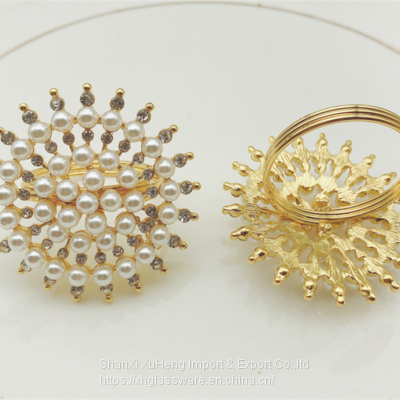 Factory Popular Wholesale Pearl And Diamond Napkin Ring Holder photo-2