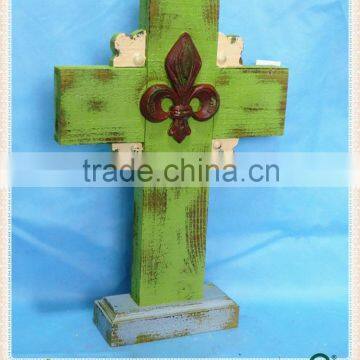 wholesale decorative vintage carved wood cross craft for home&garden decor. HW15A00364