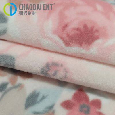 75D+45D+30D Printed Flower Pattern Recycled Polyester 95 RPET 5 SP Fleece Fabric for Apparel in Winter