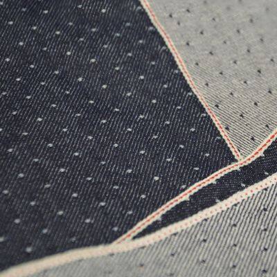 11oz Cotton Star Dots Selvedge Denim Material Suppliers Jacquard Selvage Slub Denim Manufacturers W184115DY