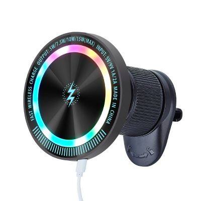 Car Phone Holder Magnetic Wireless Charger 15W Air Vent Clip Magnetic Wireless Charging Station for Apple12 13 14 15 Pro Max