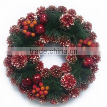 Custom Designer Handmade Red Pinecone Outdoor XMAS Wreath/2015 Hot Sale !Cool Christmas Flower Wreath Colorful Pinecone Wreath