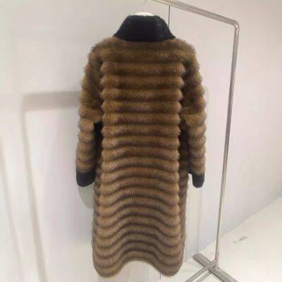 A New Winter Faux Mink Eco-friendly Fur Coat, a Long Women's Stand-up Collar One-piece Fur Coat, and a Youthful Look photo-2