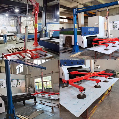 SOVE New Laser Cutting Feeding Machine With Pneumatic Plate Stainless Steel Aluminum Plate Vacuum Suction Cup Lifting Gear photo-5