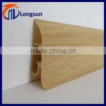 Low price wood grain flooring pvc baseboard molding