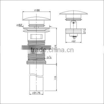 Free Shipping Basin Sink Push Button Drain Bathroom Fitting Pop up Waste With Overflow(K843-D) photo-2