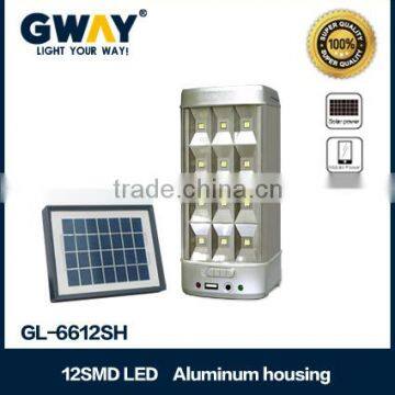 12 SMD portable emergency lantern with solar panel input usb output