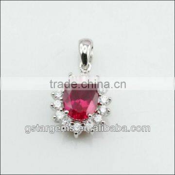 925 Sterling Silver Created Ruby Set Gemstone Jewelry Hong Kong Wholesale