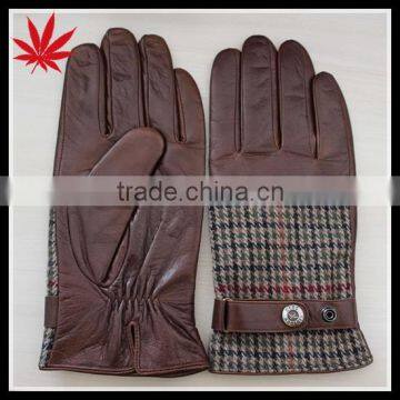 New arrivals, fashion men leather gloves with fabric