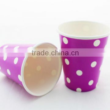 250ml Disposable Purple Polka Dot Paper Cups for Afternoon Tea Party Wedding