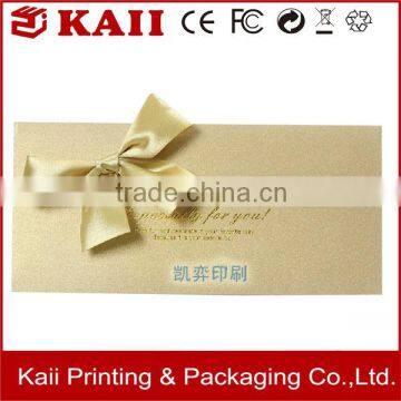 OEM craft greeting card with silk, greeting card printing with low price