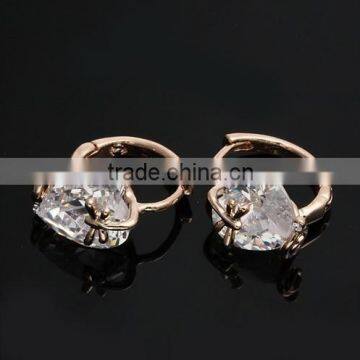 Fashionable Heart Shaped Zircon Hoop Earrings