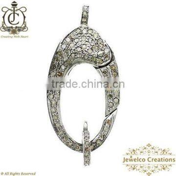 Diamond Clasp, Designer Finding, Pave Silver Clasp, Pave Diamond Finding, Jewelry Finding, Jewelry Lock Clasp, Jewelry Component