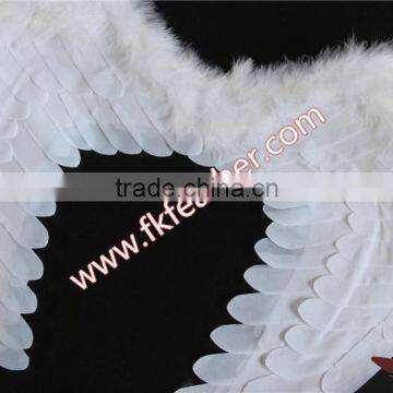 White Fabric Angel Wings Turkey Marabou Feather Christmas Ornament